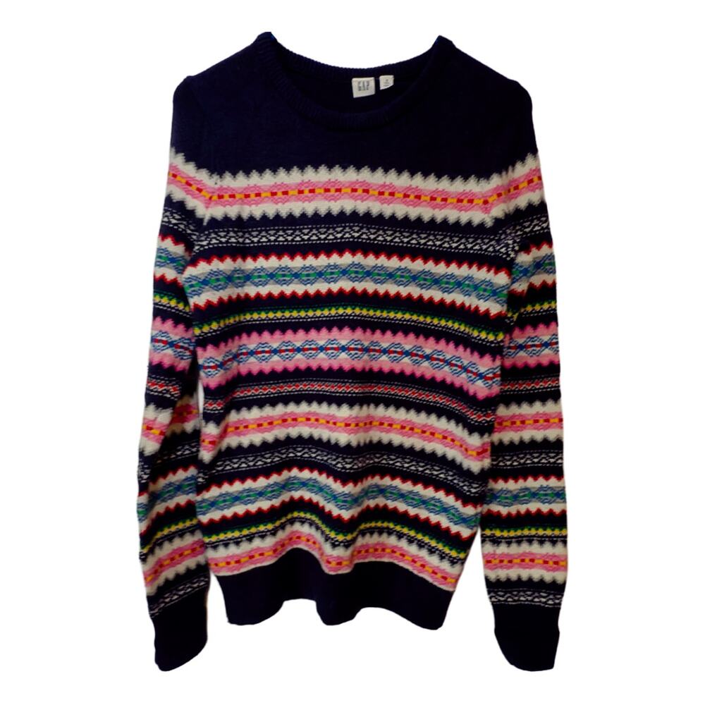 Gap Fair Isle Lovely Multicolor Stripe Crewneck Sweater Women's Small T